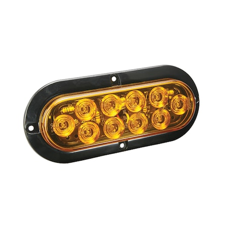 LED Waterproof 6 Oval Surface Flange Mnt Tail Light-Amber